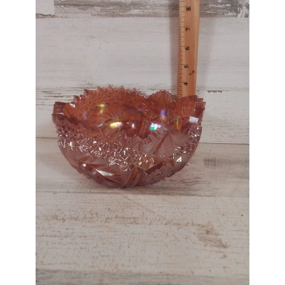 Vintage Pink Imperial Sawtooth Glass Carnival Glass Bowl